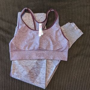 VS Pink seamless workout set in maroon
